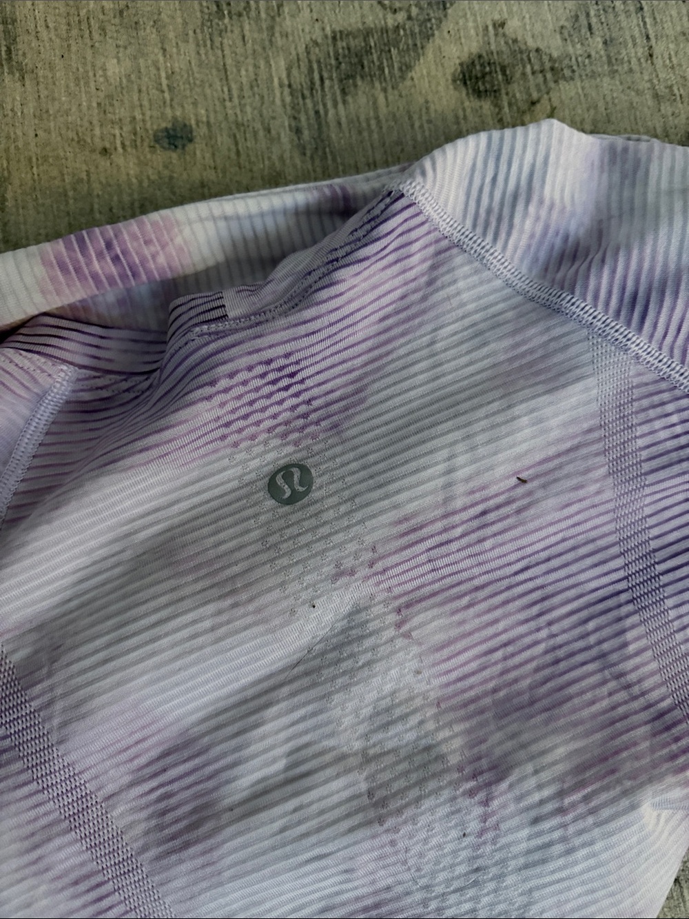 Tie-Dye Long Sleeve Ribbed Top - Lavender & White - Picture 3 of 3